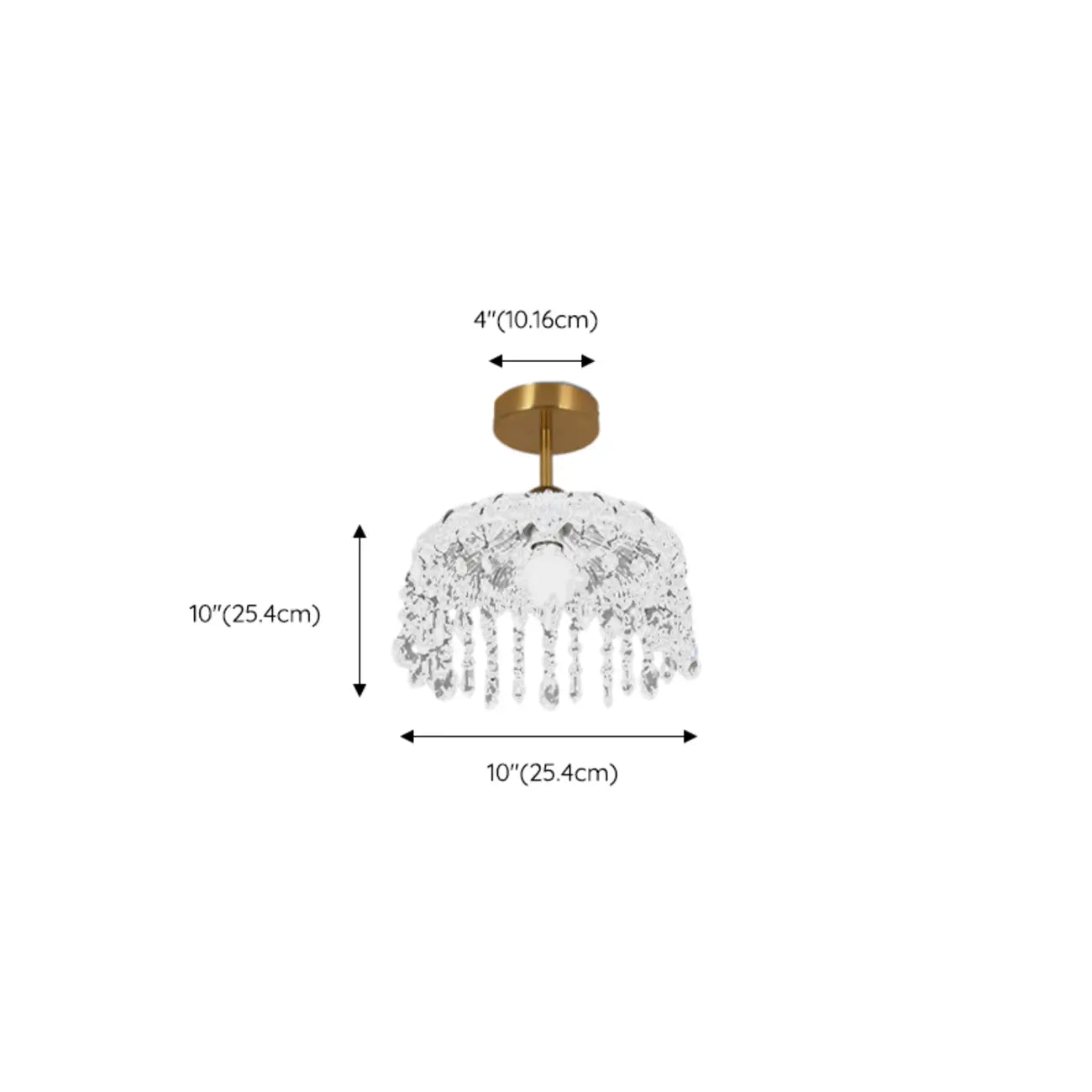 Mini lustre semi-encastré en cristal doré à une lumière