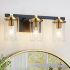 Applique murale moderne en verre doré à 3 lumières LED pour salle de bain