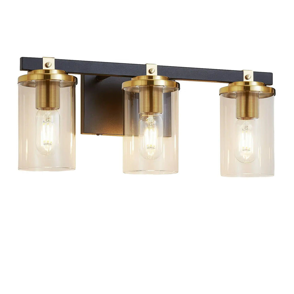 Applique murale moderne en verre doré à 3 lumières LED pour salle de bain