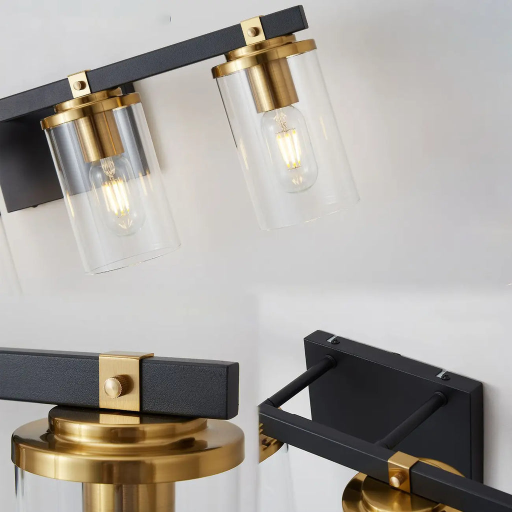 Applique murale moderne en verre doré à 3 lumières LED pour salle de bain