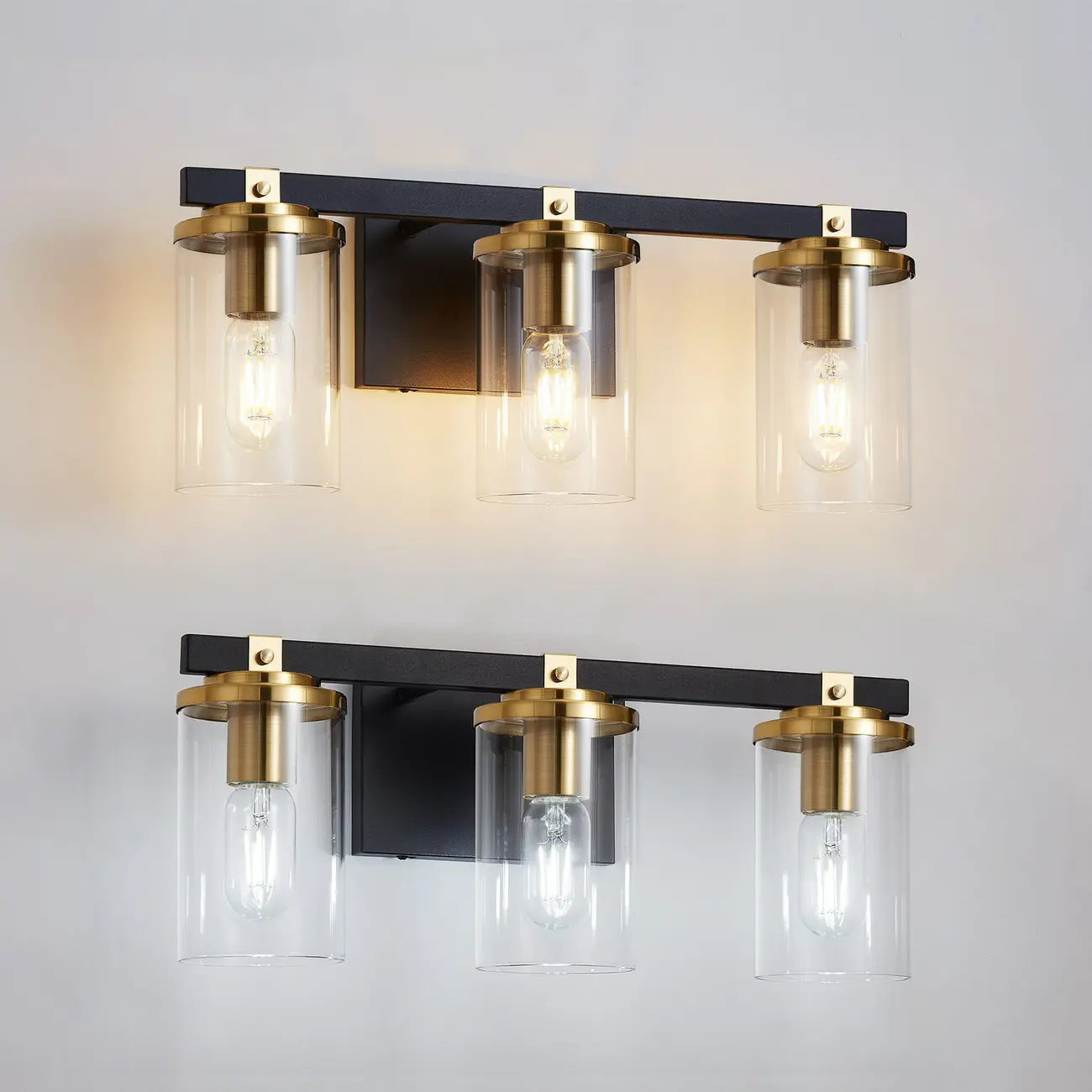 Applique murale moderne en verre doré à 3 lumières LED pour salle de bain