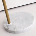 Lampadaire arqué kaki à brancher avec abat-jour en tissu pour salon