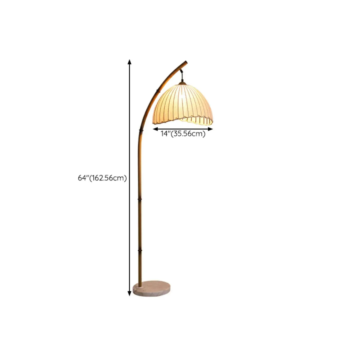 Lampadaire arqué kaki à brancher avec abat-jour en tissu pour salon