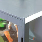 Vitrine moderne en bambou gris et verre pour salon