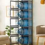 Vitrine moderne en bambou gris et verre pour salon