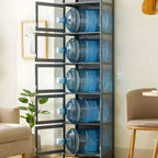 Vitrine moderne en bambou gris et verre pour salon