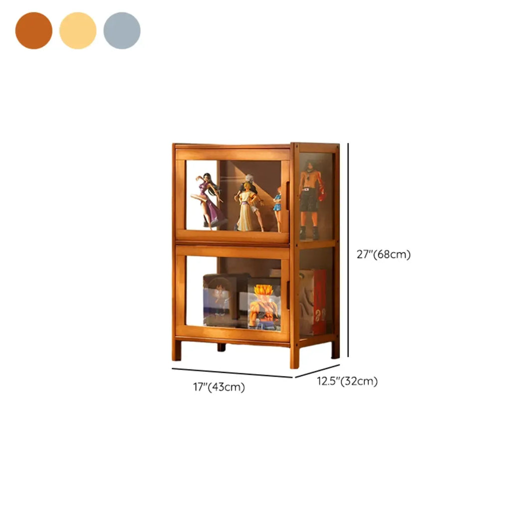 Vitrine moderne en bambou gris et verre pour salon