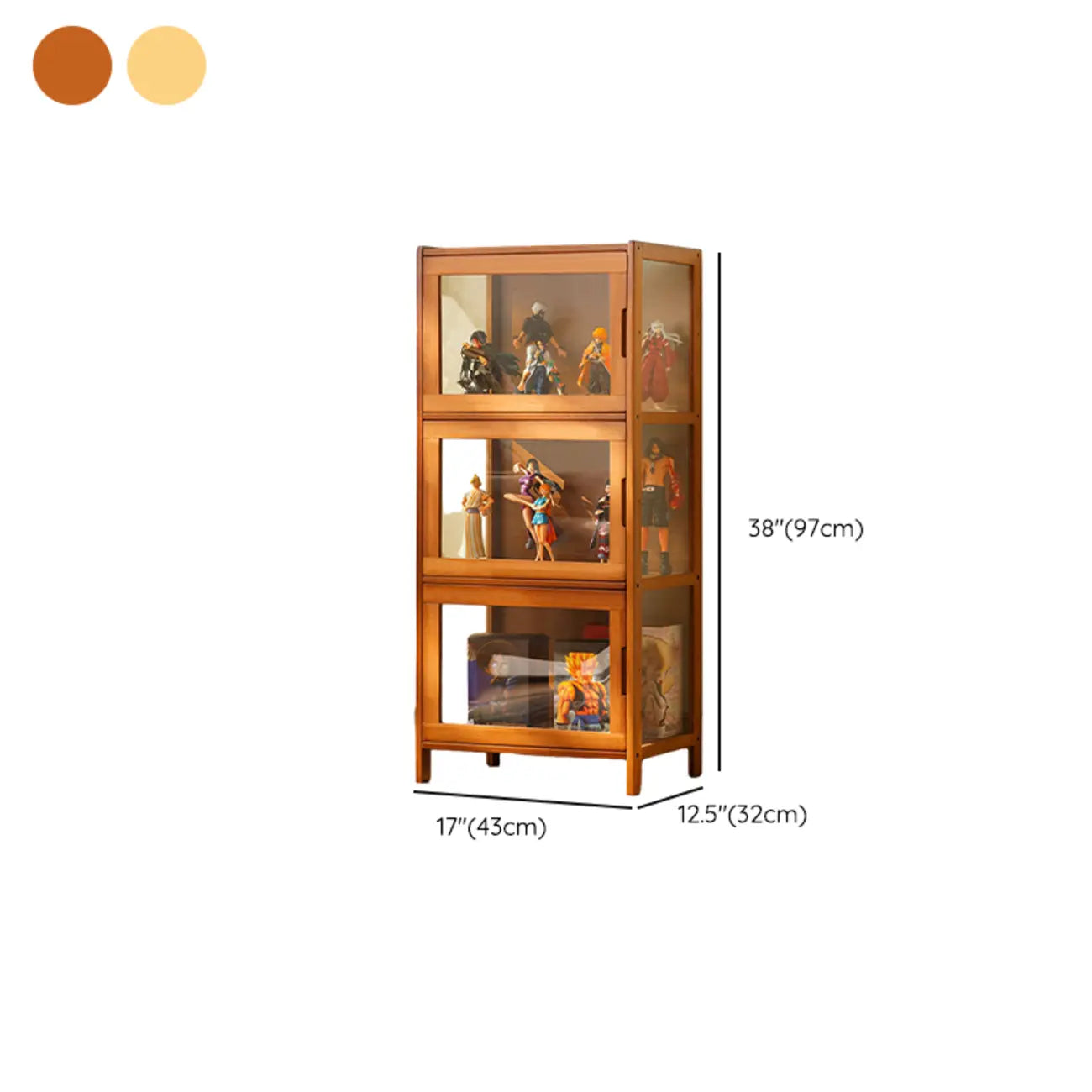Vitrine moderne en bambou gris et verre pour salon