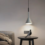 Lampada a sospensione da camera da letto, minimalista, cono in alluminio grigio