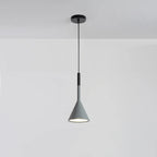 Lampada a sospensione da camera da letto, minimalista, cono in alluminio grigio