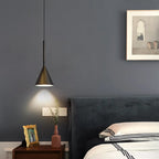 Lampada a sospensione da camera da letto, minimalista, cono in alluminio grigio