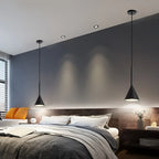 Lampada a sospensione da camera da letto, minimalista, cono in alluminio grigio