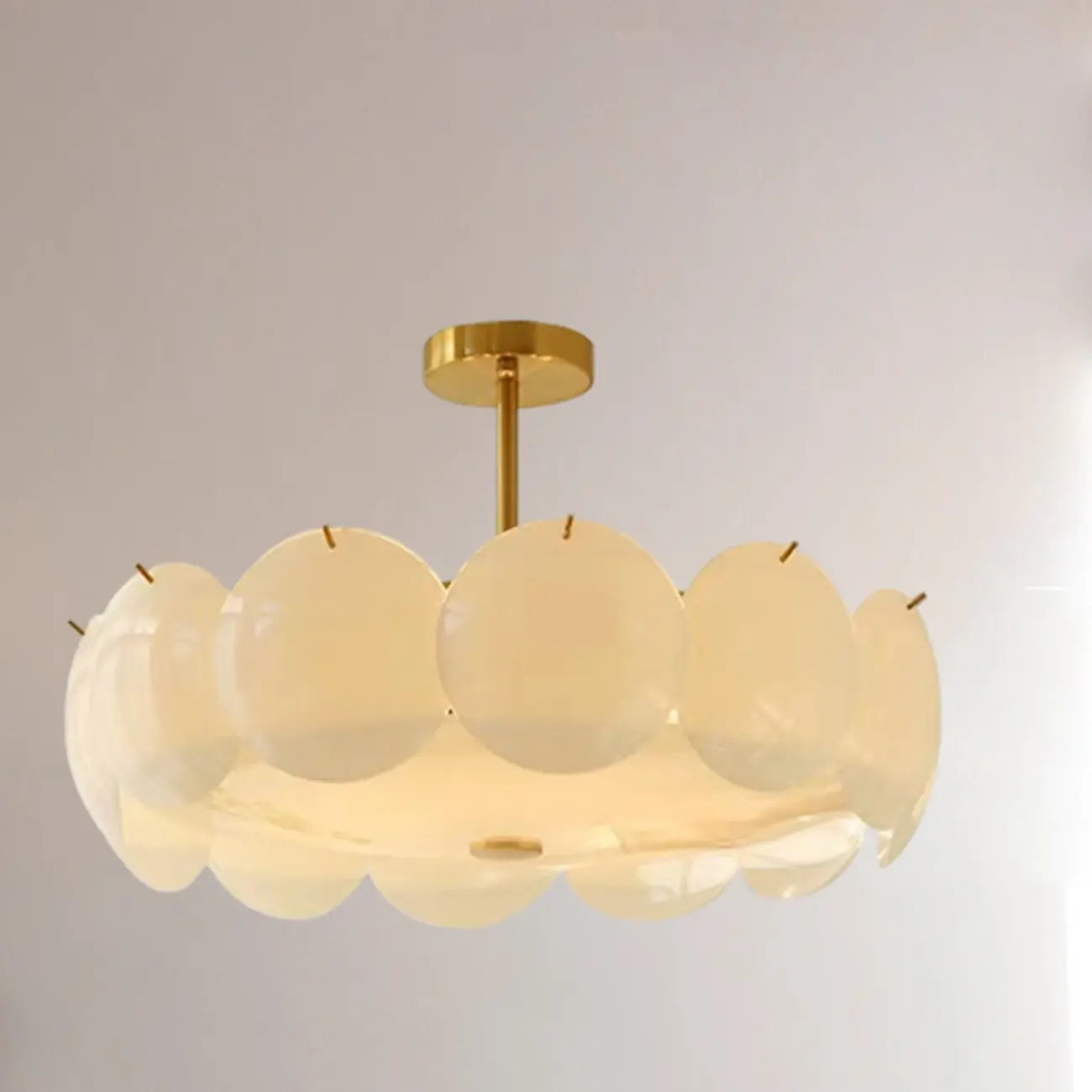 Plafonnier semi-encastré en verre doré White Circle