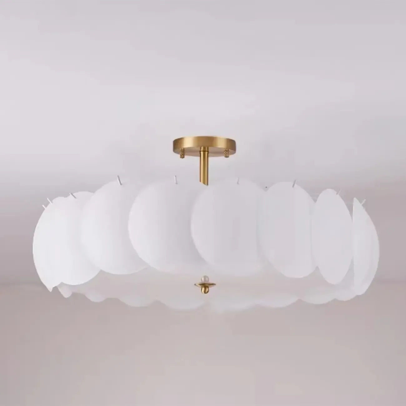Plafonnier semi-encastré en verre doré White Circle