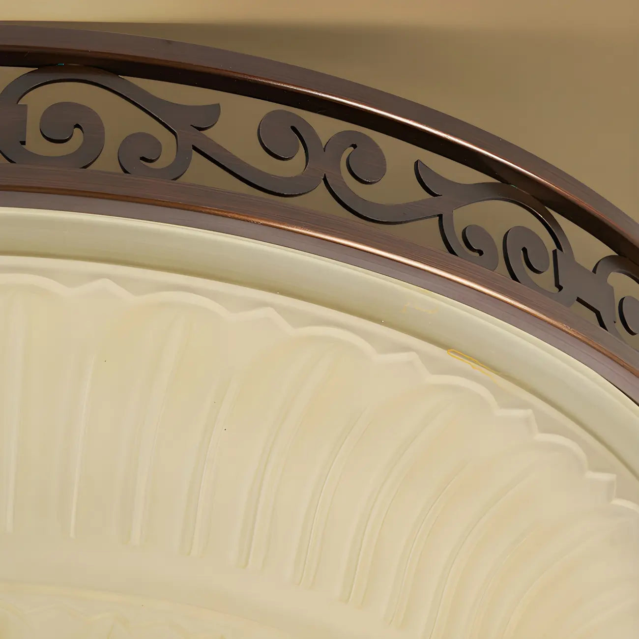 Plafonnier encastré vintage en verre dépoli brun