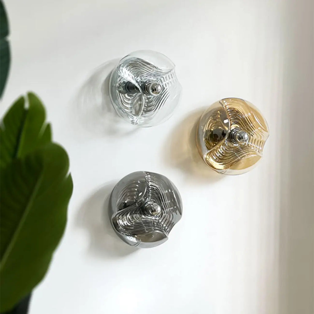 Applique murale ronde contemporaine en verre transparent