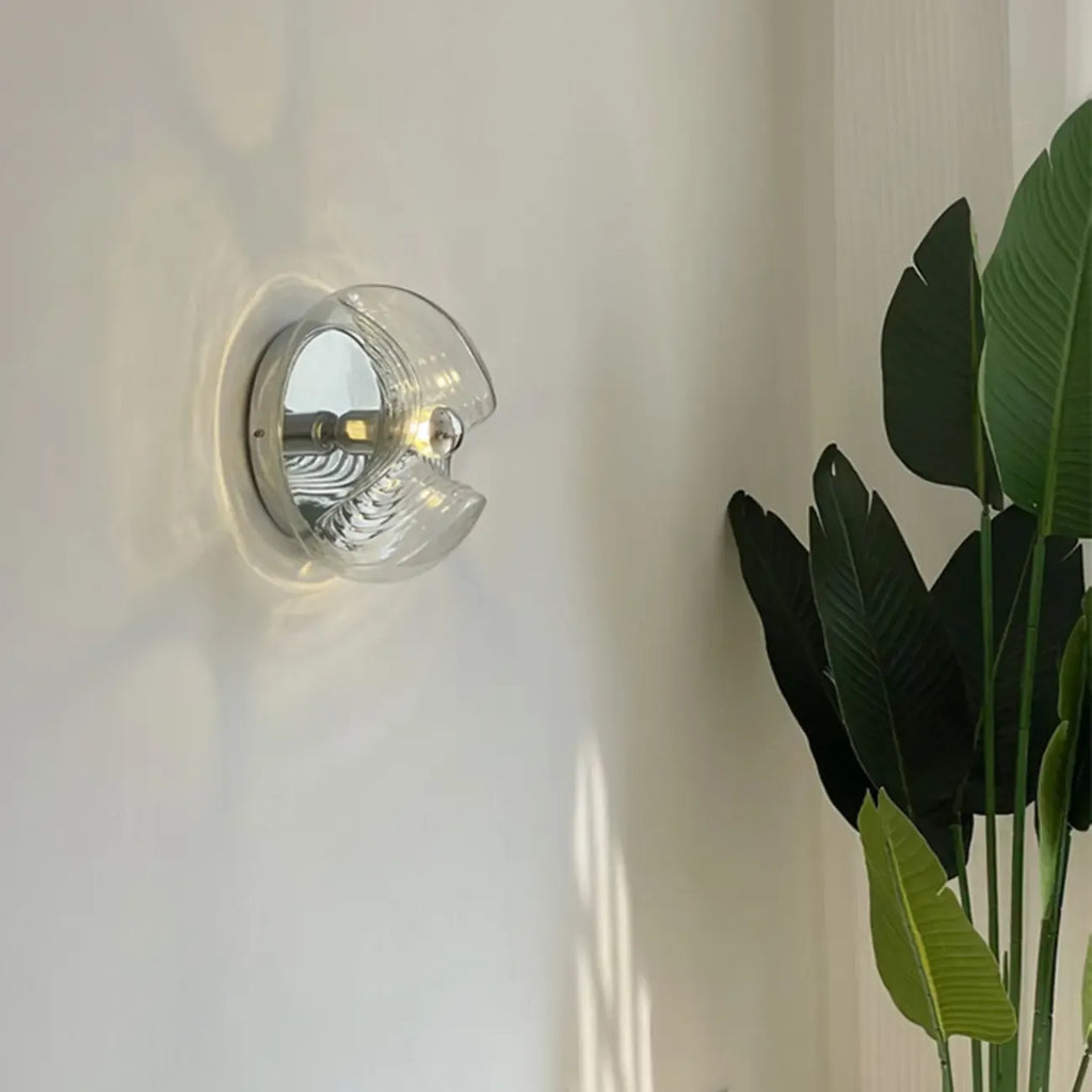Applique murale ronde contemporaine en verre transparent