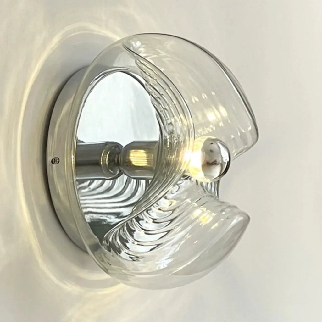 Applique murale ronde contemporaine en verre transparent
