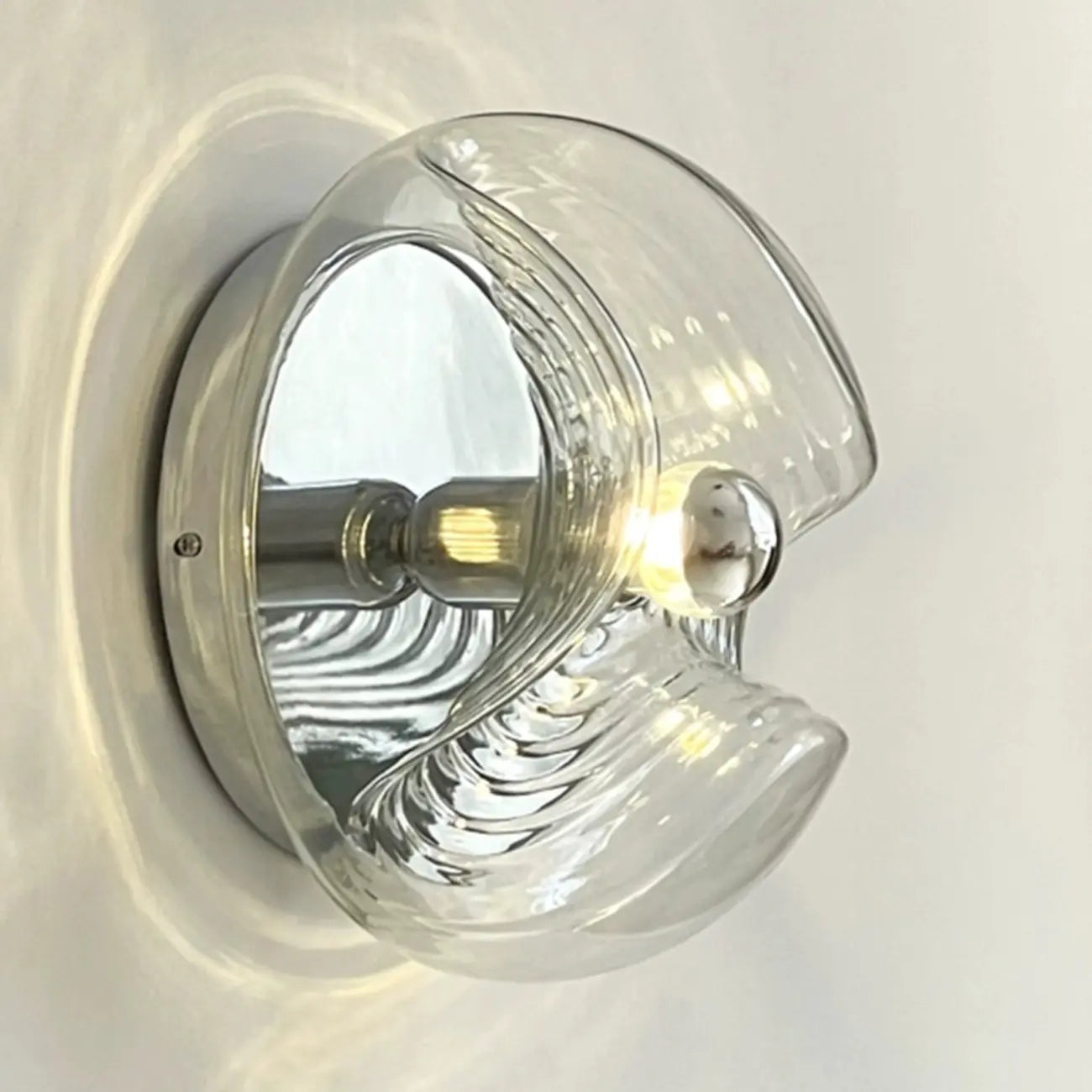 Applique murale ronde contemporaine en verre transparent