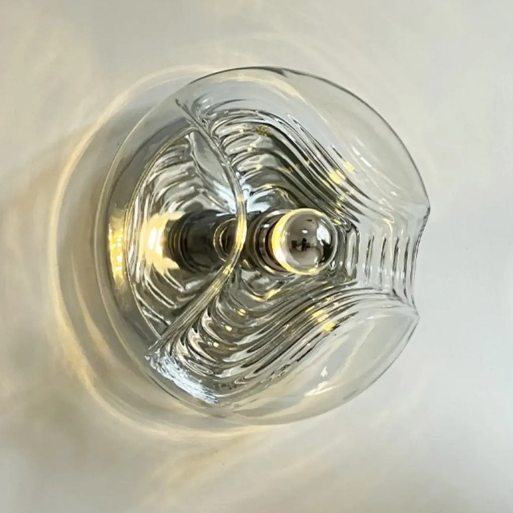 Applique murale ronde contemporaine en verre transparent