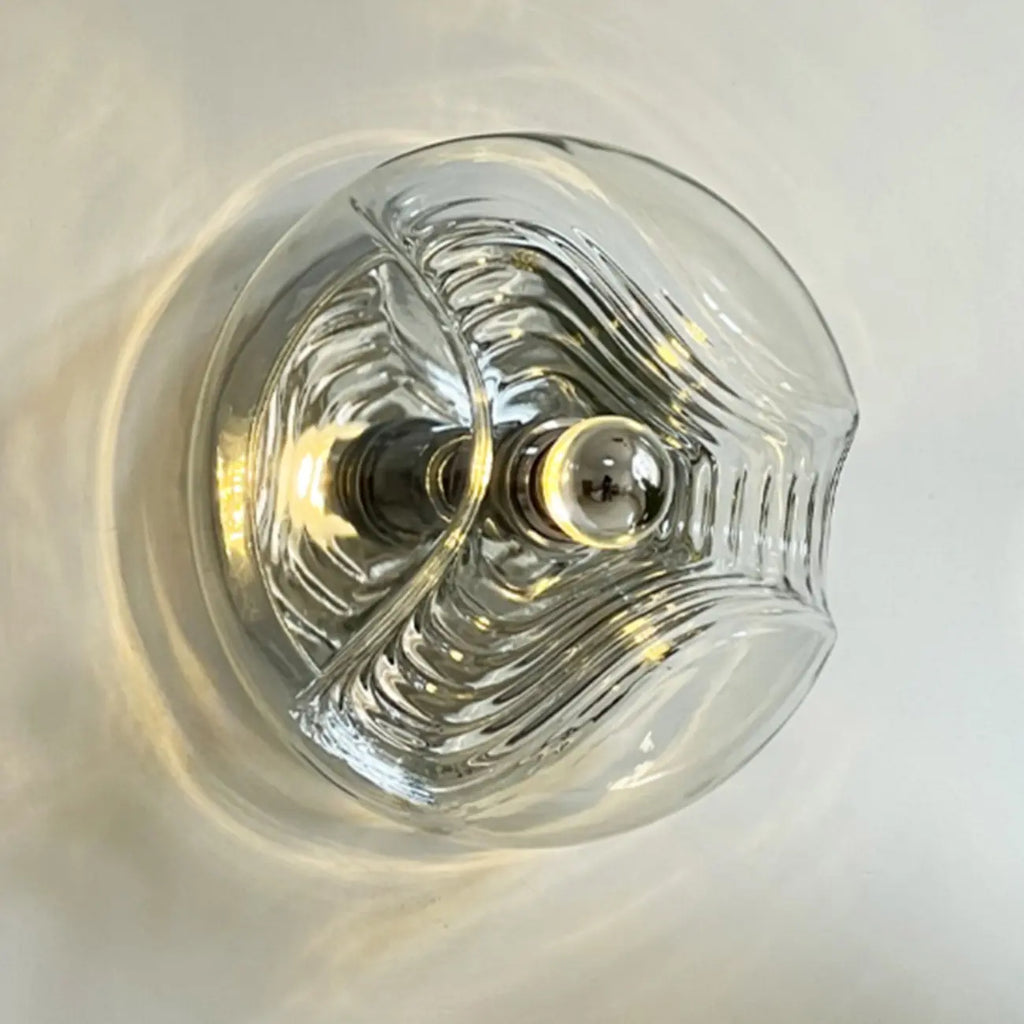 Applique murale ronde contemporaine en verre transparent