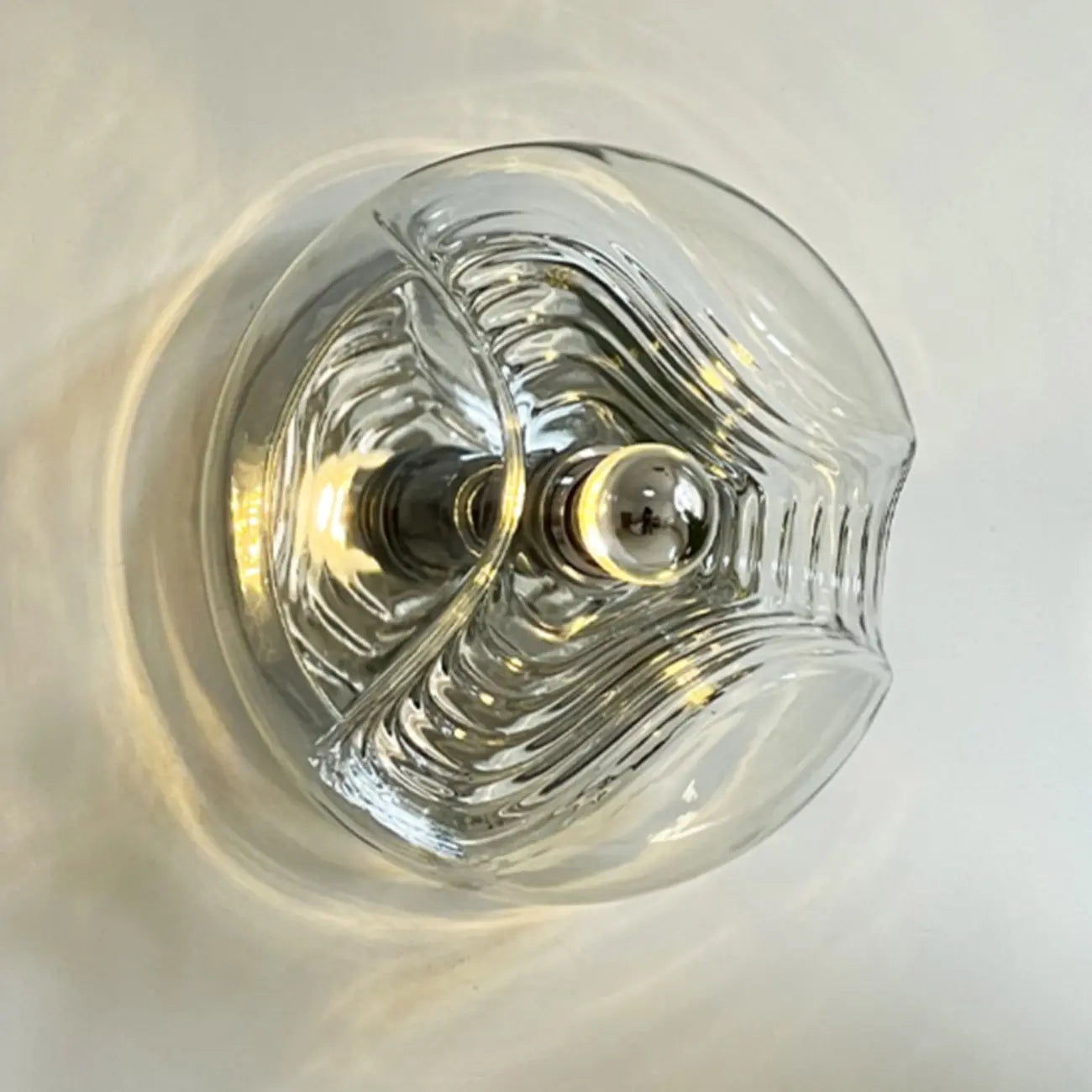 Applique murale ronde contemporaine en verre transparent