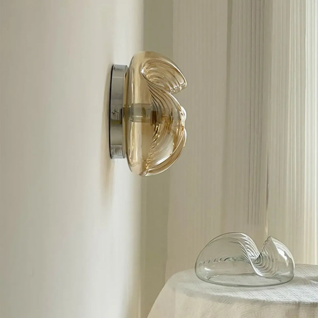 Applique murale ronde contemporaine en verre transparent