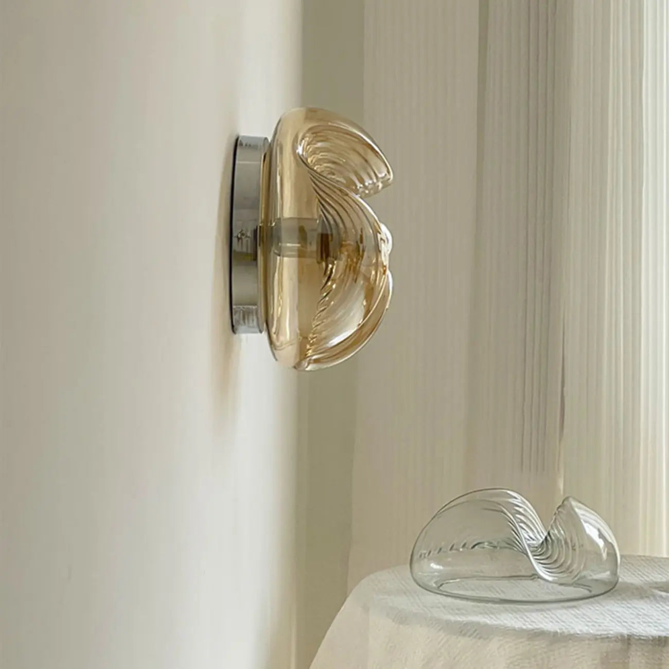 Applique murale ronde contemporaine en verre transparent