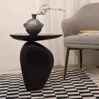 Table d'appoint moderne noire avec piètement en acier