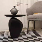 Table d'appoint moderne noire avec piètement en acier