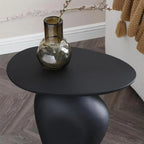 Table d'appoint moderne noire avec piètement en acier