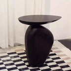 Table d'appoint moderne noire avec piètement en acier