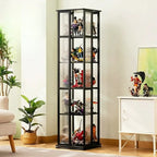 Vitrine ouverte haute et étroite en bambou noir moderne