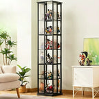 Vitrine ouverte haute et étroite en bambou noir moderne