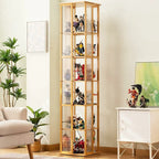 Vitrine ouverte haute et étroite en bambou noir moderne