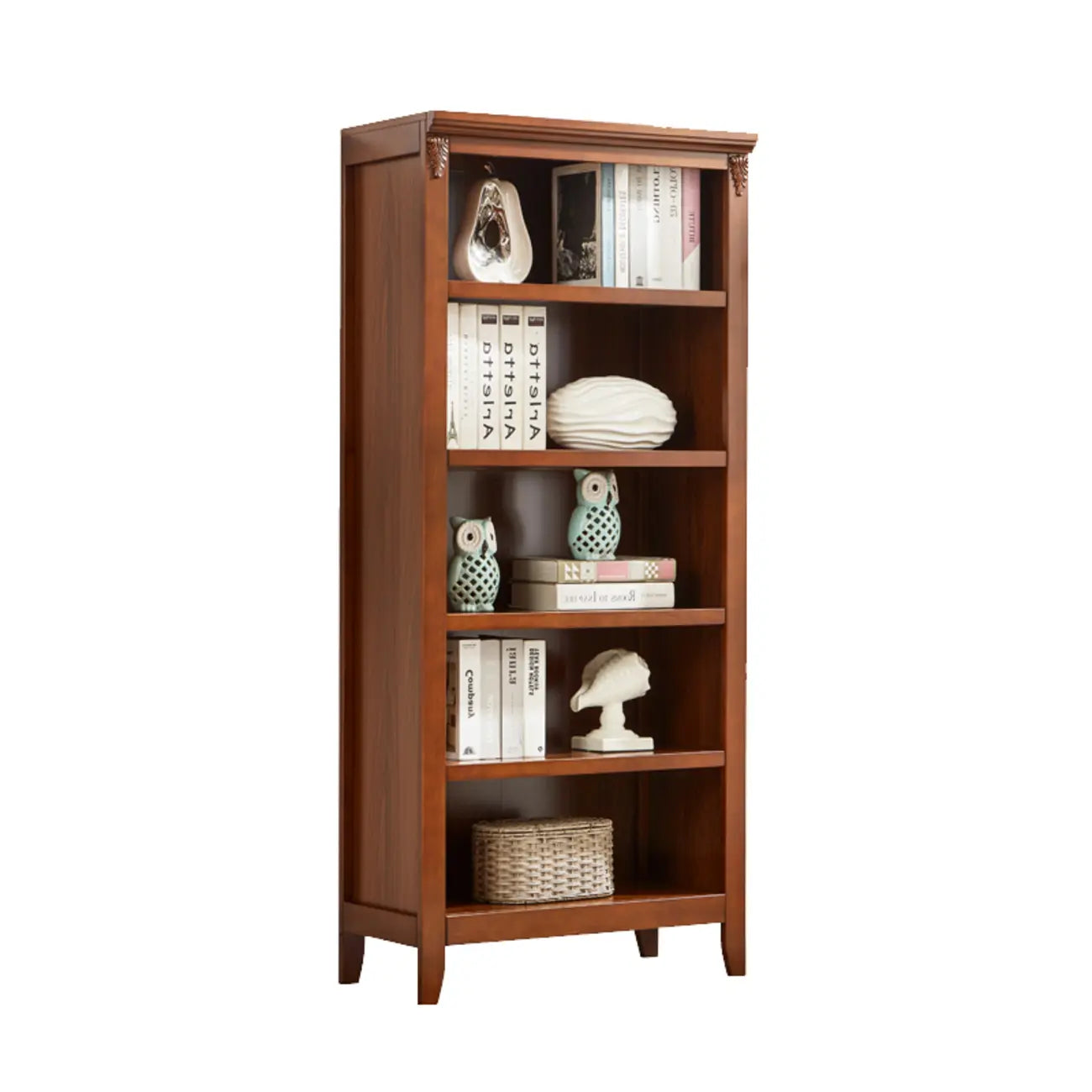 Bibliothèque moderne en bois avec étagères verticales réglables, couleur noyer foncé