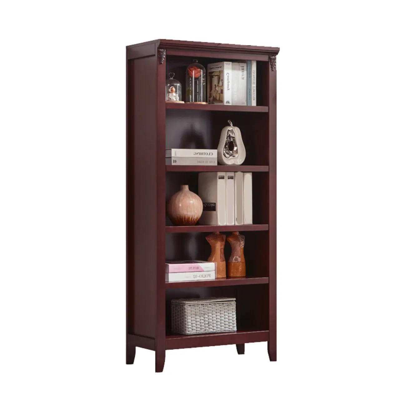 Bibliothèque moderne en bois avec étagères verticales réglables, couleur noyer foncé