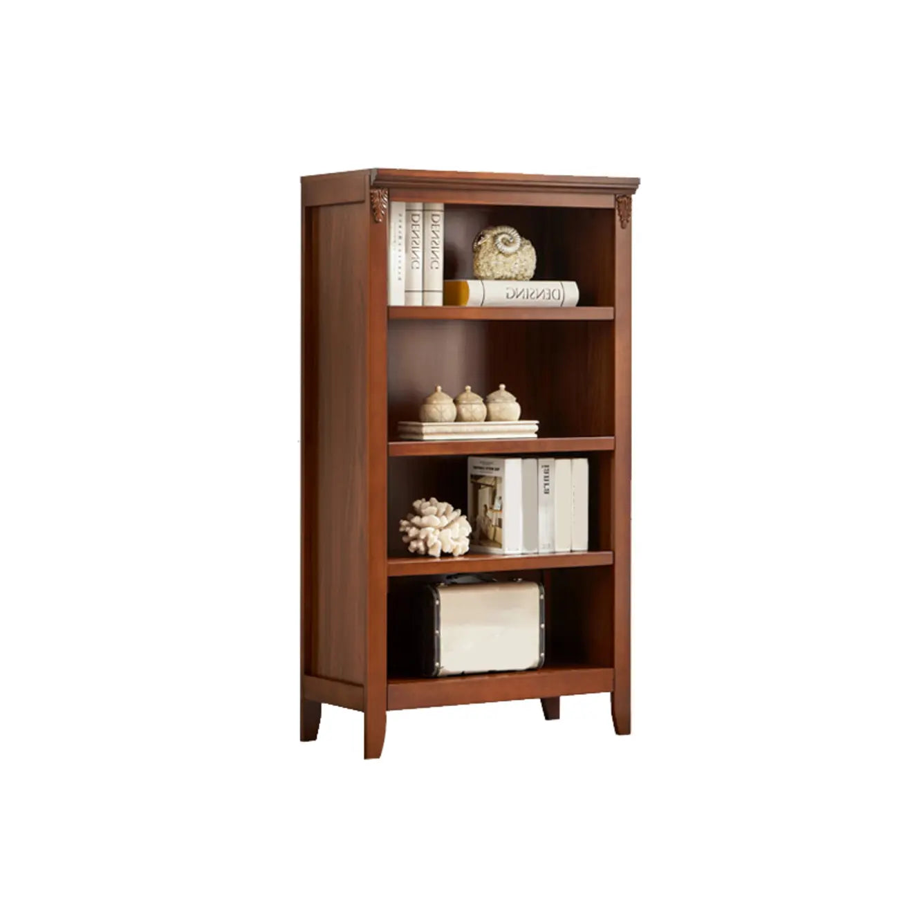 Bibliothèque moderne en bois avec étagères verticales réglables, couleur noyer foncé
