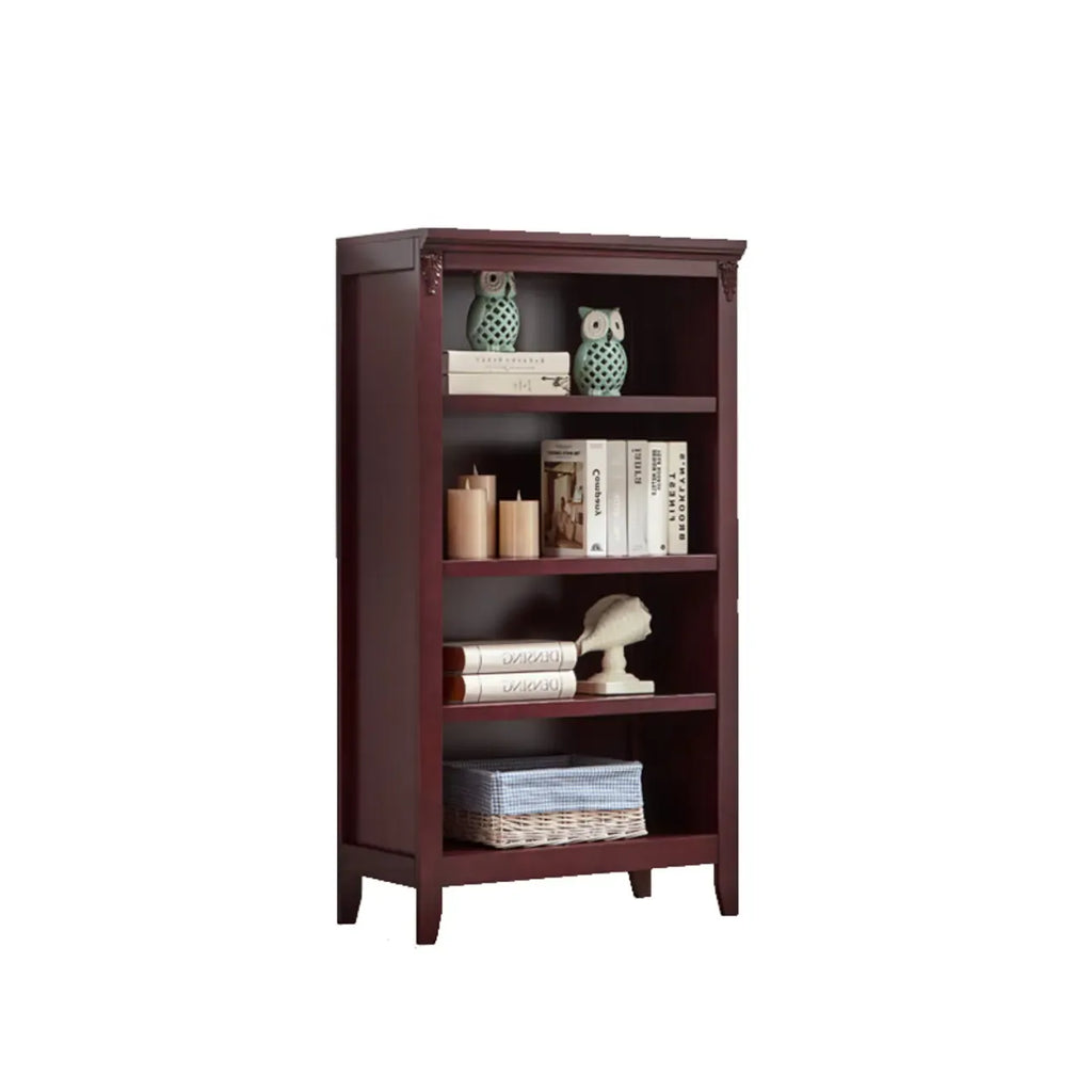 Bibliothèque moderne en bois avec étagères verticales réglables, couleur noyer foncé