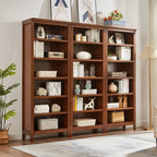 Bibliothèque moderne en bois avec étagères verticales réglables, couleur noyer foncé
