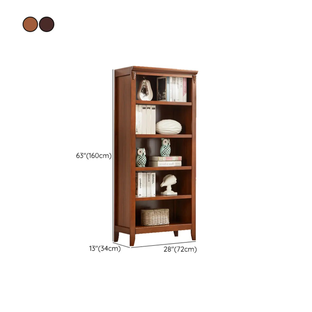 Bibliothèque moderne en bois avec étagères verticales réglables, couleur noyer foncé