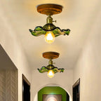Plafonnier LED semi-encastré en verre vintage pour couloir