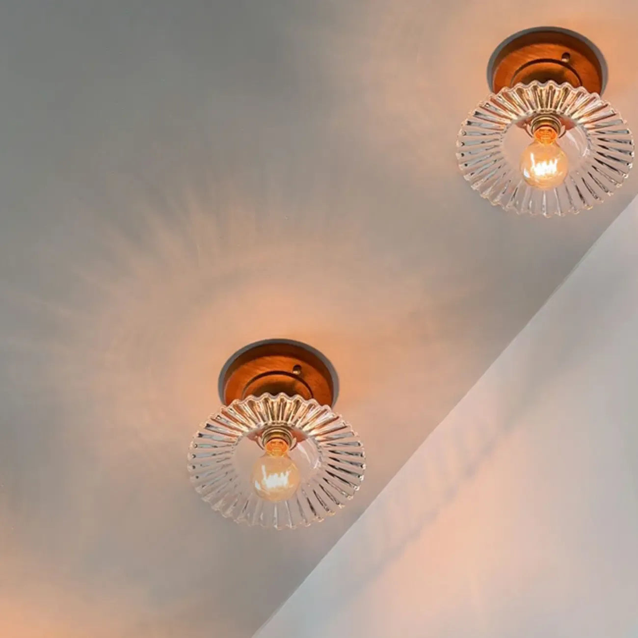 Plafonnier LED semi-encastré en verre vintage pour couloir