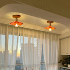 Plafonnier LED semi-encastré en verre vintage pour couloir