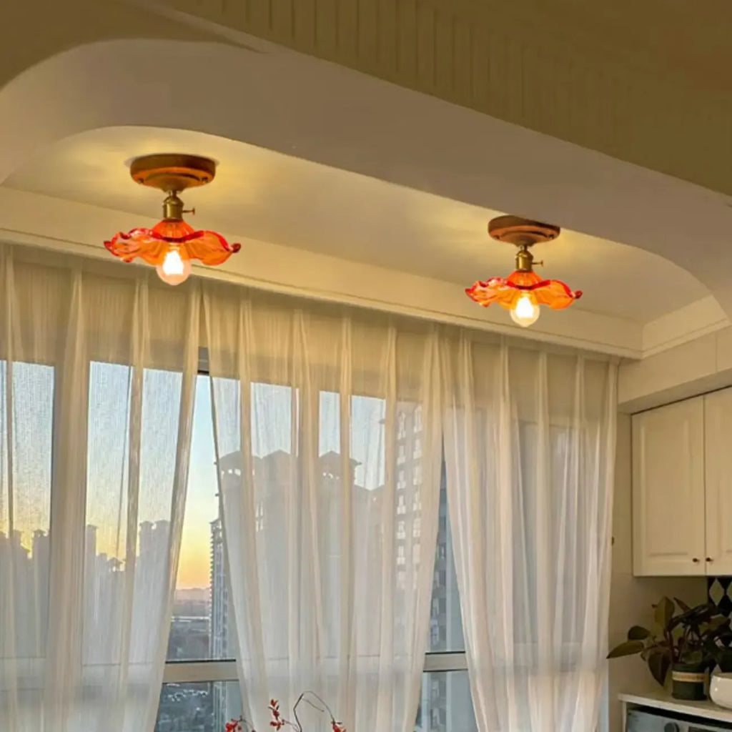 Plafonnier LED semi-encastré en verre vintage pour couloir