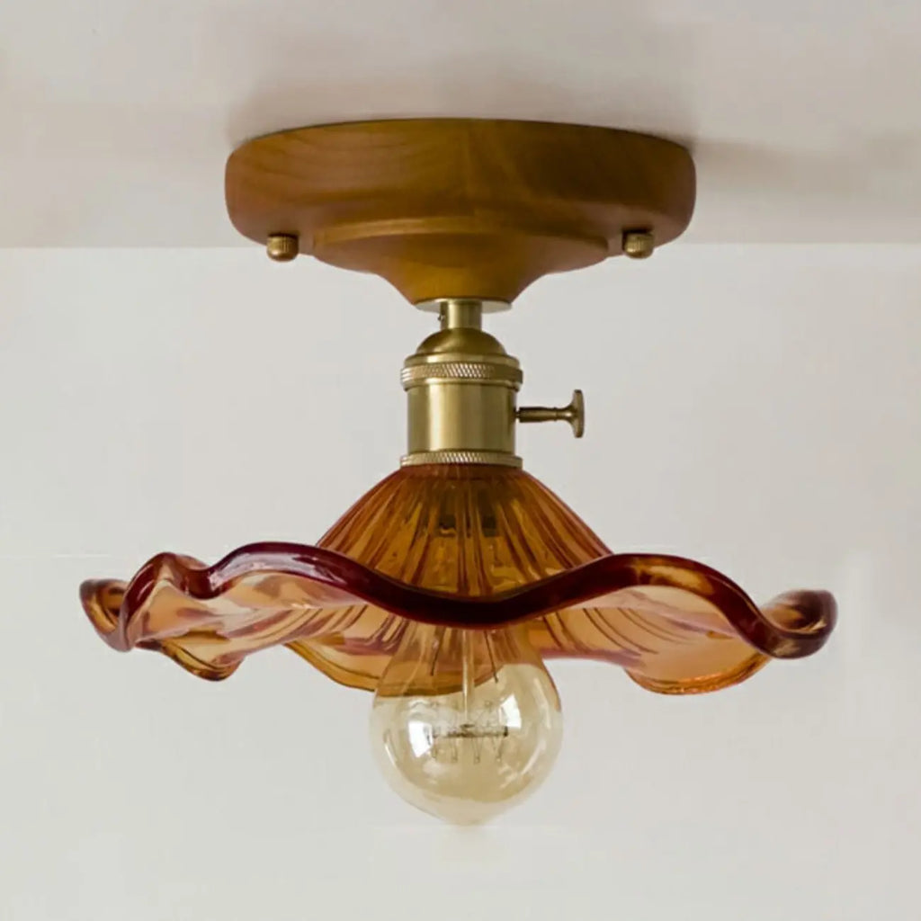 Plafonnier LED semi-encastré en verre vintage pour couloir