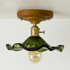 Plafonnier LED semi-encastré en verre vintage pour couloir