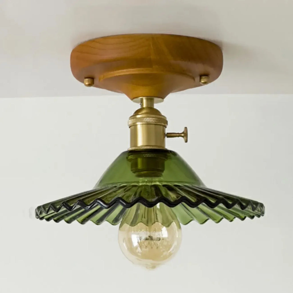 Plafonnier LED semi-encastré en verre vintage pour couloir