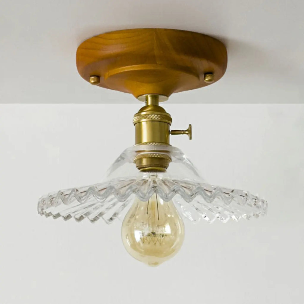 Plafonnier LED semi-encastré en verre vintage pour couloir