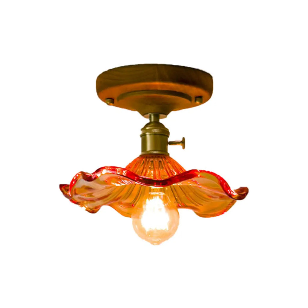 Plafonnier LED semi-encastré en verre vintage pour couloir